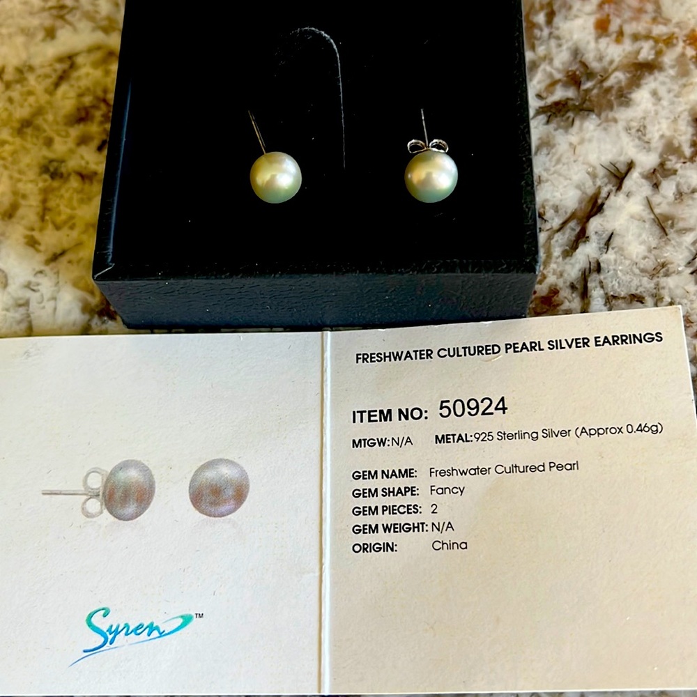 Freshwater cultured pearl earrings.